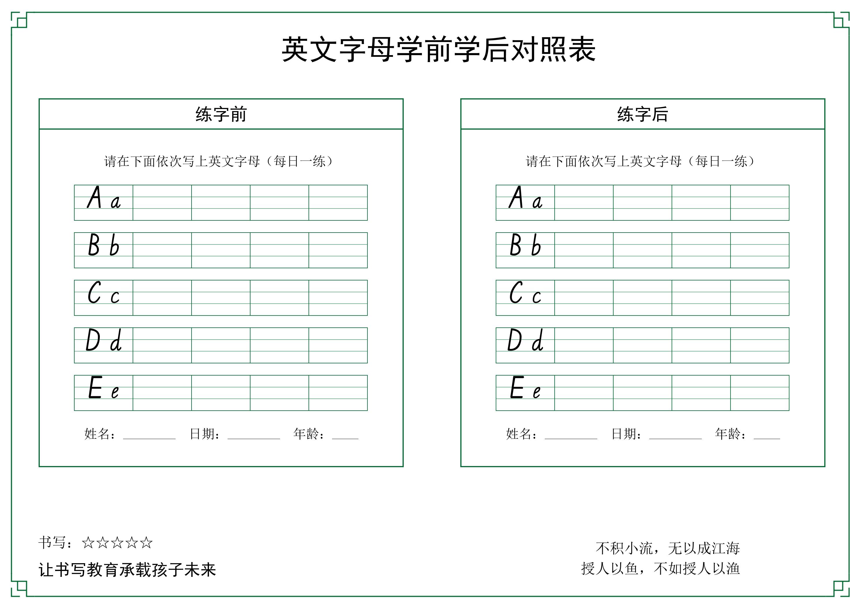 26个英文字母手写体字帖-六上英语-创业信息网