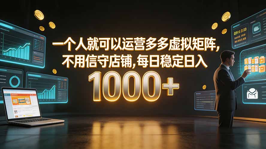 一个人就可以运营多多虚拟矩阵，不用值守店铺，每日稳定日入 1000+-创业信息网