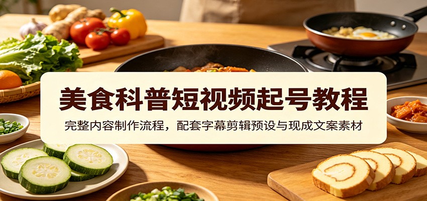 美食科普短视频起号教程:完整内容制作流程,配套字幕剪辑预设与现成文案素材-创业信息网