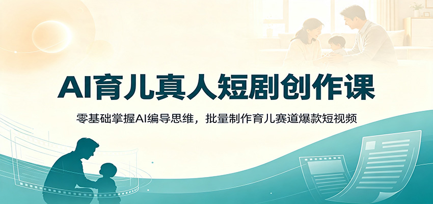 AI育儿真人短剧创作课：零基础掌握AI编导思维，批量制作育儿赛道爆款短视频-创业信息网