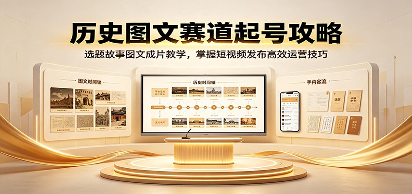历史图文赛道起号攻略：选题故事图文成片教学，掌握短视频发布高效运营技巧-创业信息网