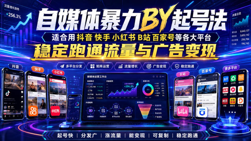 自媒体暴力搬运起号法,适合用抖音快手小红书B站百家号等各大平台,稳定跑通流量与广告变现-创业信息网