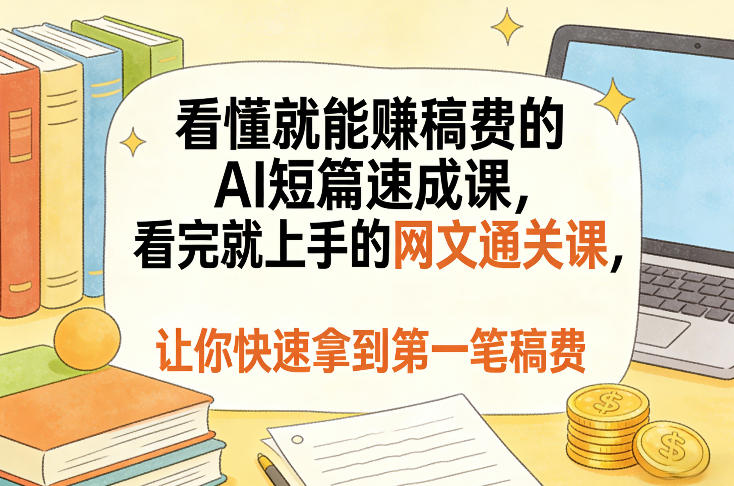 看懂就能賺稿费的AI短篇速成课,看完就上手的网文通关课,让你快速拿到第一笔稿费(更新8月)-创业信息网