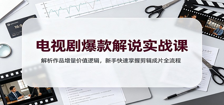 电视剧爆款解说实战课：解析作品增量价值逻辑，新手快速掌握剪辑成片全流程-创业信息网