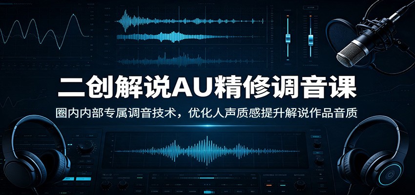 二创解说AU精修调音课:圈内内部专属调音技术,优化人声质感提升解说作品音质-创业信息网