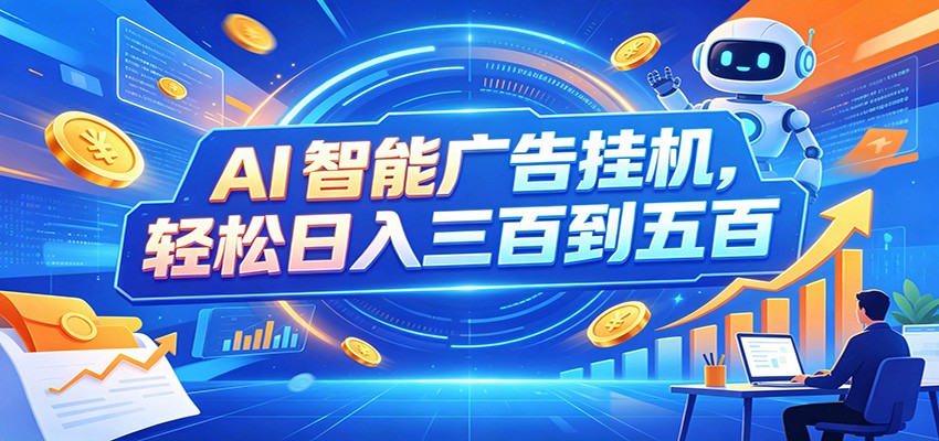 AI智能广告挂机,24小时自动跑,日入300-500,新手零门槛-创业信息网