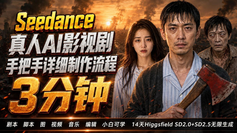 3分钟真人AI影视剧怎么做？SD 2.0手把手完整制作流程｜Higgsfield 14天SD 2.0/2.5无限生成-创业信息网