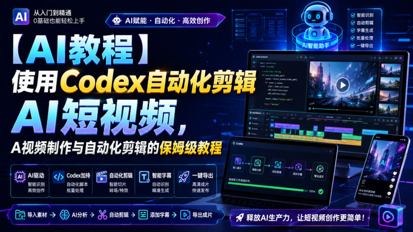 【AI教程】使用Codex自动化剪辑AI短视频,AI视频制作与自动化剪辑的保姆级教程-创业信息网