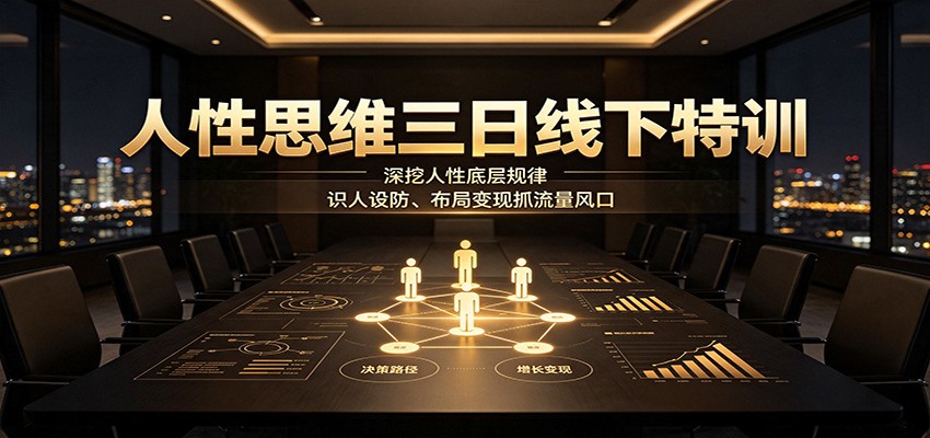 人性思维三日线下特训:深挖人性底层规律,识人设防、布局变现抓流量风口-创业信息网