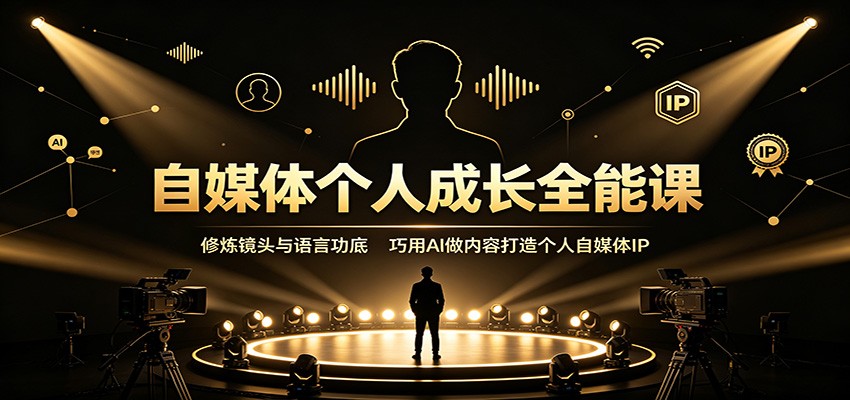 自媒体个人成长全能课：修炼镜头与语言功底，巧用AI做内容打造个人自媒体IP-创业信息网
