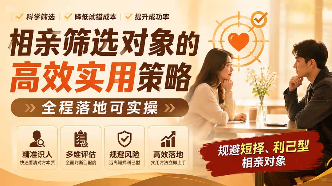 付费文章：相亲筛选对象的高效实用策略，全程落地可实操，规避短择、利己型相亲对象-创业信息网