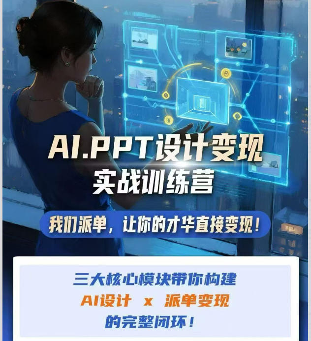 AI+PPT设计变现实战训练营,我们派单,让你的才华直接变现,三大核心模块带你构建Al设计x派单变现的完整闭环-创业信息网