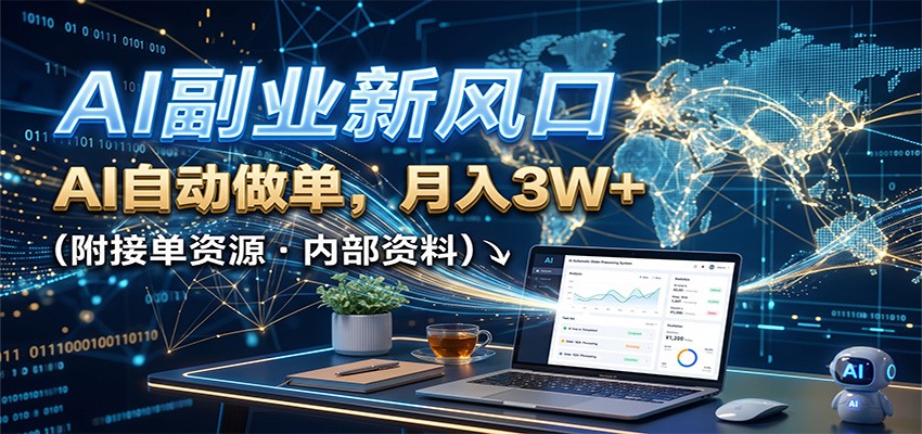 AI副业新风口，AI自动做单，月入3W+，附接单资源-创业信息网