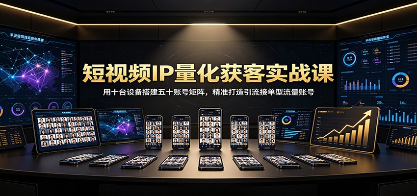 短视频IP量化获客实战课:用十台设备搭建五十账号矩阵,精准打造引流接单型流量账号-创业信息网