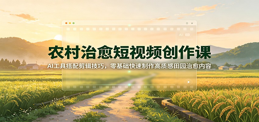 农村治愈短视频创作课：AI工具搭配剪辑技巧，零基础快速制作高质感田园治愈内容-创业信息网