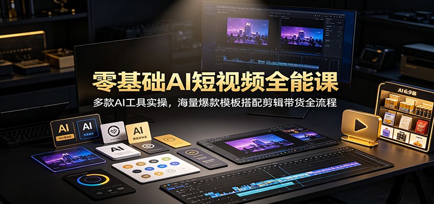 零基础AI短视频全能课：多款AI工具实操，海量爆款模板搭配剪辑带货全流程-创业信息网