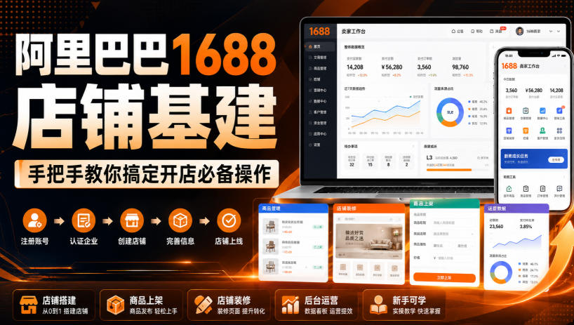 阿里巴巴1688店铺基建，手把手教你搞定开店必备操作(更新8月)-创业信息网