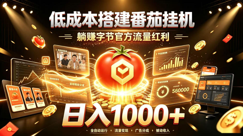 低成本搭建番茄挂G，躺賺字节官方流量红利，日入1k+，全程傻瓜式落地【揭秘】-创业信息网