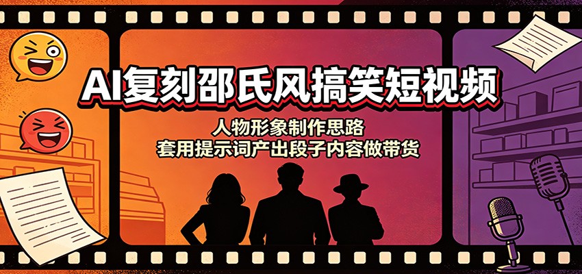 AI复刻邵氏风搞笑短视频:人物形象制作思路,套用提示词产出段子内容做带货-创业信息网