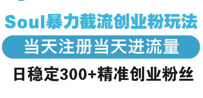 Soul暴力截流创业粉玩法,当天注册当天进流量,日稳定300+精准创业粉丝