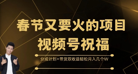 春节又要火的项目视频号祝福，分成计划+带货双收益，轻松月入几个W【揭秘】-创业信息网