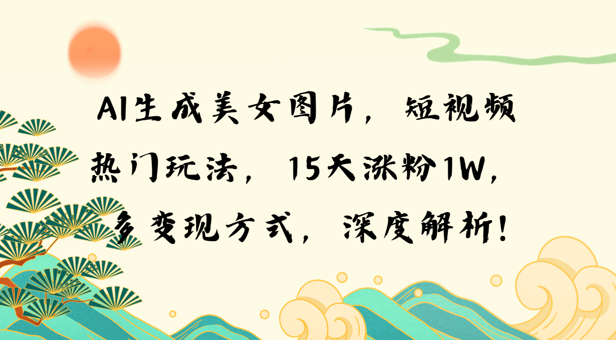 AI生成美女图片，短视频热门玩法，15天涨粉1W，多变现方式，深度解析!-创业信息网