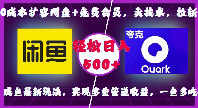 0成本扩容网盘+免费会员，卖技术，拉新，咸鱼最新玩法，实现多重管道收益，一鱼多吃，轻松日入500+-创业信息网