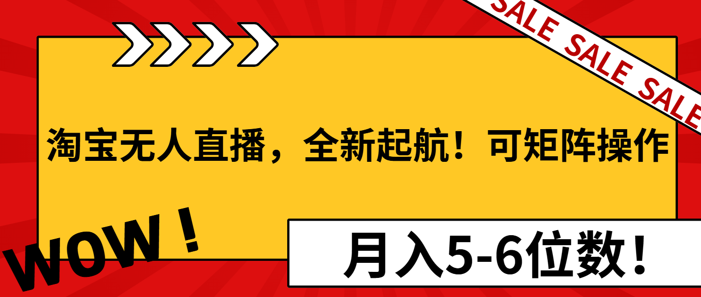 淘宝无人直播，全新起航！可矩阵操作，月入5-6位数！-创业信息网