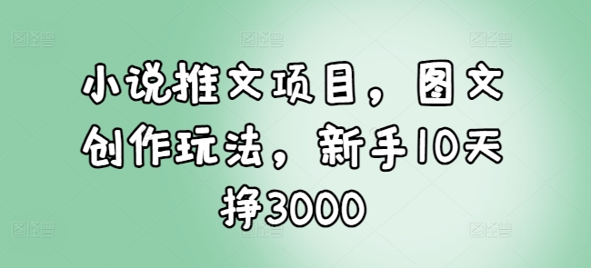小说推文项目，图文创作玩法，新手10天挣3000-创业信息网